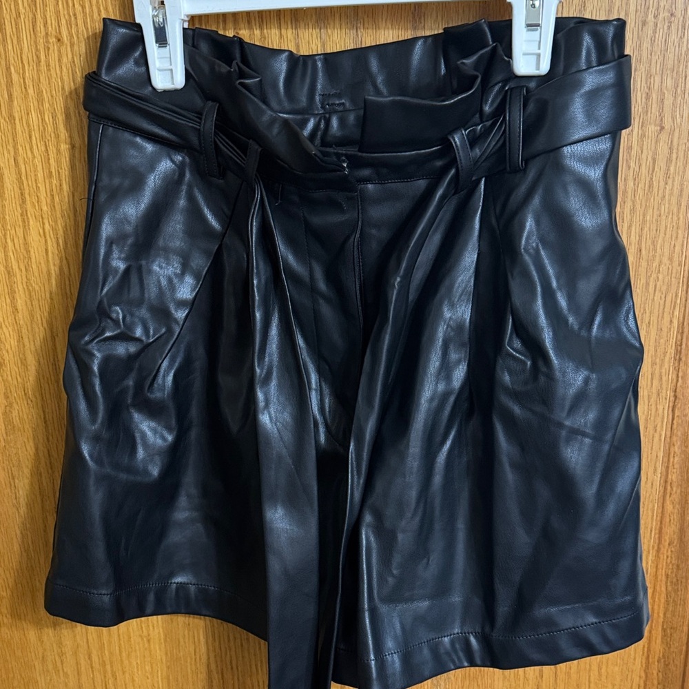 Bluivy Black Faux Leather Shorts